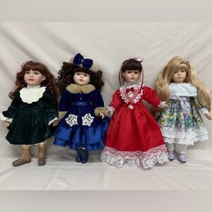 Lot of 4 Porcelain Dolls Vintage 16”